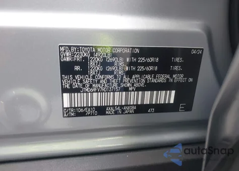 2024 Toyota Rav4 Hybrid Limited from USA, damaged, VIN JTMD6RFV7RD137157